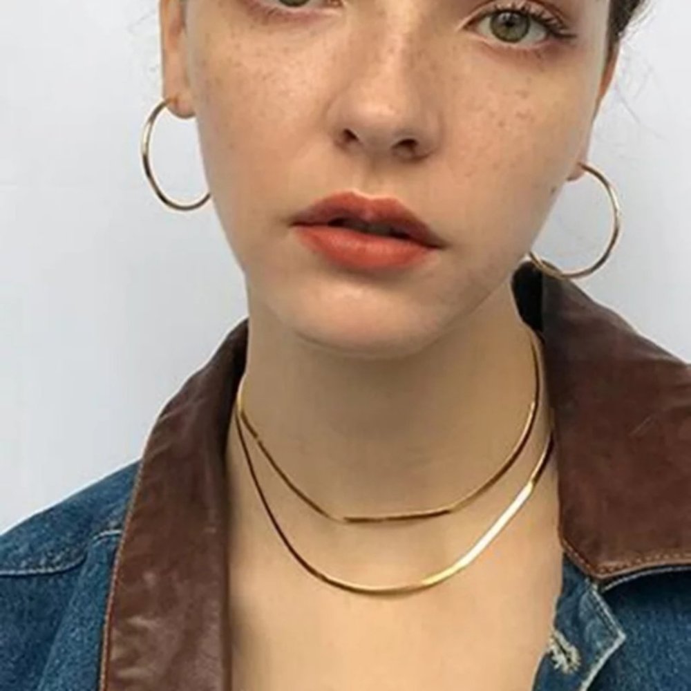 NEW 18k Gold Plated Herringbone Necklace